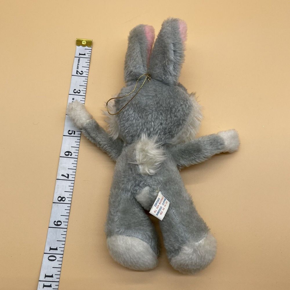 Vintage Plush Bunny Rabbit Grey Superior Toy & Novelty Co. 10" KCMO - Picture 6 of 6